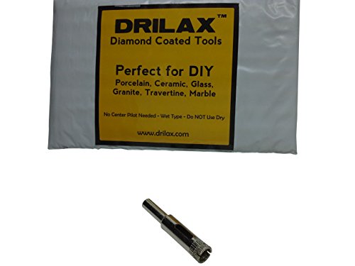 Drilax Diamond Coated Drill Bit Hole Saw Size 3/8 inch in Inch Glass, Marble, Granite, Ceramic Porcelain Tiles, Bottles, Fish Tanks, Stones, Rocks, Gems DIY Kitchen, Bathroom Renovation Drilling Diamond Drill Bits (1mm to 7/8 inch) Diamond Hole Saws, Diamond Drill Bits, and Tools