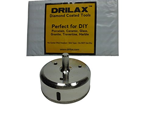 Drilax 2-7/8 inch Diamond Coated Drill Bit Hole Circular Saw (Smaller Than 3 inch ) Ceramic, Porcelain Tiles, Glass, Marble, Granite, Quartz – Shower Wet Drilling Tool 2 7/8 Inches in Chrome Series Diamond Hole Saw Drill Bits (1 inch to 4 inches) Diamond Hole Saws, Diamond Drill Bits, and Tools
