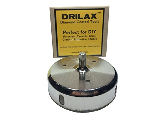 Drilax 3-3/4 inch Diamond Hole Saw Ceramic Porcelain Tile Glass Marble Granite Quartz Cutting Coated Circular Saw DIY Shower Kitchen Tool Drill Bit Tip Wet Drilling Core Grit 3 3/4 Inches in Chrome Series Diamond Hole Saw Drill Bits (1 inch to 4 inches) Diamond Hole Saws, Diamond Drill Bits, and Tools