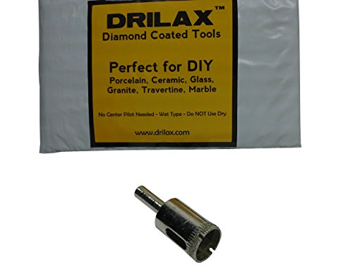 Drilax Diamond Coated Drill Bit Hole Saw Size 3/4 inch in Inch Glass, Marble, Granite, Ceramic Porcelain Tiles, Bottles, Fish Tanks, Stones, Rocks, Gems DIY Kitchen, Bathroom Renovation Drilling Diamond Drill Bits (1mm to 7/8 inch) Diamond Hole Saws, Diamond Drill Bits, and Tools