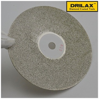 Drilax High Density Diamond Coated Wheel Disc 6 Inch Diameter GRIT 60 with Arbor Size 1/2 inch Flat Lap Lapping Lapidary Glass – Jewelry – Polishing Tool Grinding Sharpening Metal Back Professional Diamond File Sets Diamond Hole Saws, Diamond Drill Bits, and Tools