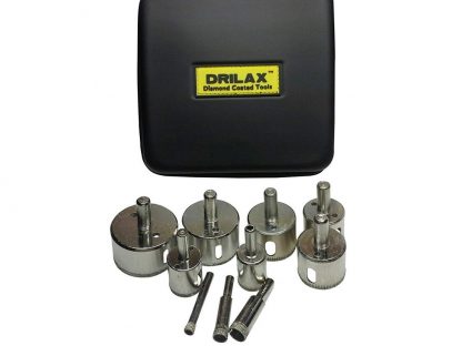 Drilax Diamond Drill Bit Hole Saw Set 10 Pcs 1/4, 3/8, 1/2 (0.5 Inch) , 3/4 , 1, 1 1/4, 1 3/8, 1 1/2, 1 3/4, 2 inches Diamond Hole Saws, Diamond Drill Bits, and Tools