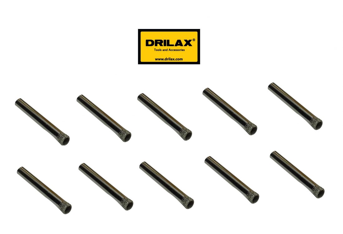 10 Pcs Pack Drilax 3/16 inch Diamond Drill Bit (diamond-drill-bit-3-16-inch) Diamond Drill Bits (1mm to 7/8 inch) Diamond Hole Saws, Diamond Drill Bits, and Tools