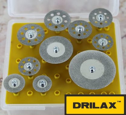 Drilax 10 Pieces Diamond Coated Saw Cut Off Discs Set Wheel Blades Rotary Tool Set Shank for Diamond Cutting Disc Dremel Cutting Wheels for Rotary Tools (Dremel) Diamond Hole Saws, Diamond Drill Bits, and Tools