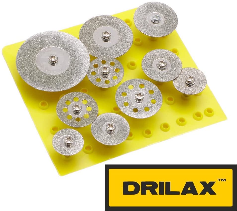 10 mini Diamond Cutting Discs Wheel Blades Set+Drill Bit For Dremel Rotary tool 