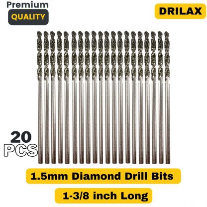 1.5mm Diamond Drill Bit Set of 20 Pcs for Drilling Jewelry, Sea Glass, Shells, and Gemstones 1mm to 3mm Diamond Drill Bits for Crafts Diamond Hole Saws, Diamond Drill Bits, and Tools