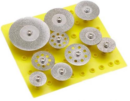 Ceramics 40 Pcs Diamond Cutting Wheel Kit Glass with 8pcs 3mm Mandrel and 2pcs Cross Screwdriver for Rotary Tool Cutting Gem Stones 25mm/20mm/18mm/16mm Each 10 