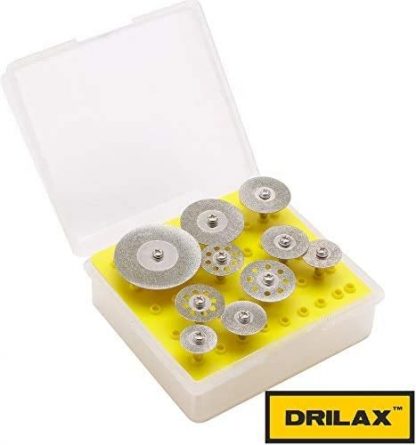 10 Pieces Diamond Coated Saw Cut Off Discs Set Wheel Blades 1/8 inch Shank Compatible with Dremel Rotary Tools Cutting Wheels for Rotary Tools (Dremel) Diamond Hole Saws, Diamond Drill Bits, and Tools