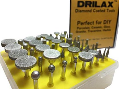 Drilax 50 Pieces Diamond Drill Bit Burr Set Grit 120 Sea Glass for Crafts Rocks Marble Porcelain Hand Drill Jewelry Making Lapidary Engraving Compatible with Dremel Tool Accessories 1/8 Inch Diamond Burrs Diamond Hole Saws, Diamond Drill Bits, and Tools