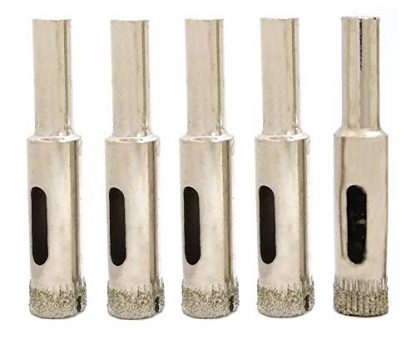 Drilax Diamond Drill Bit Set 3/8 Inch Ceramic Porcelain Tile Glass Bottle Granite Hole Saw 5 Pieces Pack Diamond Hole Saw Sets Diamond Hole Saws, Diamond Drill Bits, and Tools