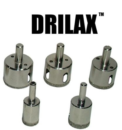 Drilax 5 Pcs Diamond Drill Bit Set 3/4″, 1″, 1-3/16″, 1-3/8″, 1-5/8″ Wet Cutting Tiles, Glass, Fish Tanks, Marble, Granite, Ceramic, Porcelain, Bottles, Quartz Sinks Coated Core Hole Saws Diamond Hole Saw Sets Diamond Hole Saws, Diamond Drill Bits, and Tools
