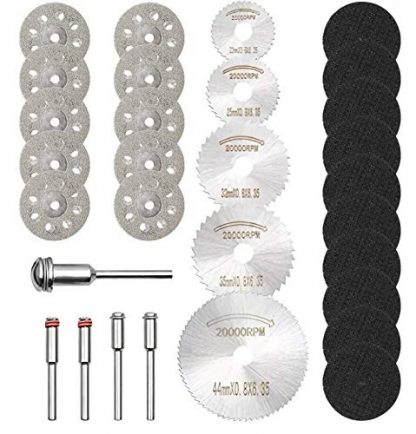 Fiberglass Reinforced Cut-Off Wheels 30 pieces for Rotary Tools Compatible with Dremel 426 Saw Blade 1/8’’ Shank Diamond Resin Cutting Discs, HSS Circular Saw Blades with Mandrels Cutting Wheels for Rotary Tools (Dremel) Diamond Hole Saws, Diamond Drill Bits, and Tools