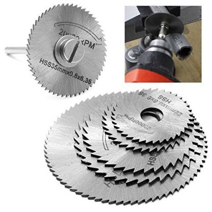 Drilax 6 Pcs Set Includes 5 Pcs Cut off Saw Blades HSS Cutting Discs Cutoff Wheels and 1 Mandrel For Dremel and Wen Rotary Blade Tool Cutting Wheels for Rotary Tools (Dremel) Diamond Hole Saws, Diamond Drill Bits, and Tools