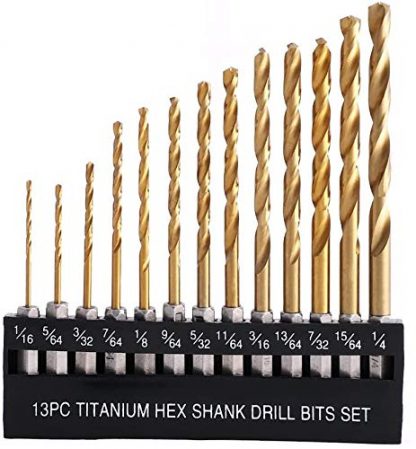 Hex Drill Bit Set 13Pcs Quick Change Shank Premium HSS Titanium Wood Steel Metal Plastic Improved Design 1/16” to 1/4” Holder Included 1mm to 3mm Diamond Drill Bits for Crafts Diamond Hole Saws, Diamond Drill Bits, and Tools
