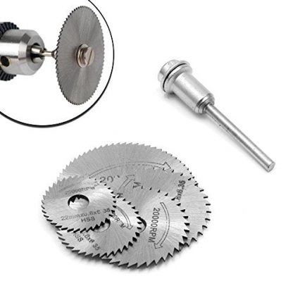 Drilax 6 Pcs Set Includes 5 Pcs Cut off Saw Blades HSS Cutting Discs Cutoff Wheels and 1 Mandrel For Dremel and Wen Rotary Blade Tool Cutting Wheels for Rotary Tools (Dremel) Diamond Hole Saws, Diamond Drill Bits, and Tools