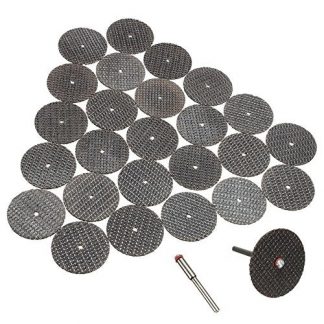 Fiberglass Reinforced Cut-off Wheels Discs Kit 1 1/4 inch Diameter 25 Pieces + 2 Mandrel For Dremel Rotary Tool 426 426b Compatible Cutting Wheels for Rotary Tools (Dremel) Diamond Hole Saws, Diamond Drill Bits, and Tools