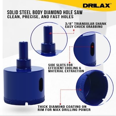 Cobalt Series 3/8″ Shank Cobalt Series Diamond Hole Saws, Diamond Drill Bits, and Tools