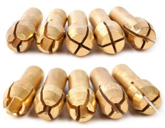 10 Pcs Brass Collet Set Compatible with Dremel 480, 481, 482, 483 3.2mm (1/8 inch) 3mm 2.4mm (3/32 inch) 2mm 1.8mm 1.5mm (1/16 inch) 1.2mm 1.0mm 0.8mm (1/32 inch) 0.5mm 5/32 inch Diamond File Sets Diamond Hole Saws, Diamond Drill Bits, and Tools